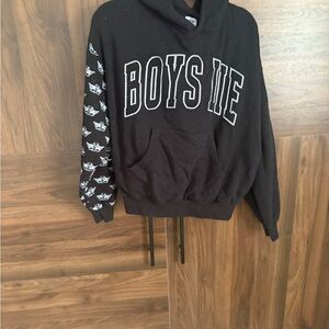 Boys Lie Black Hoodie with cherub graphics